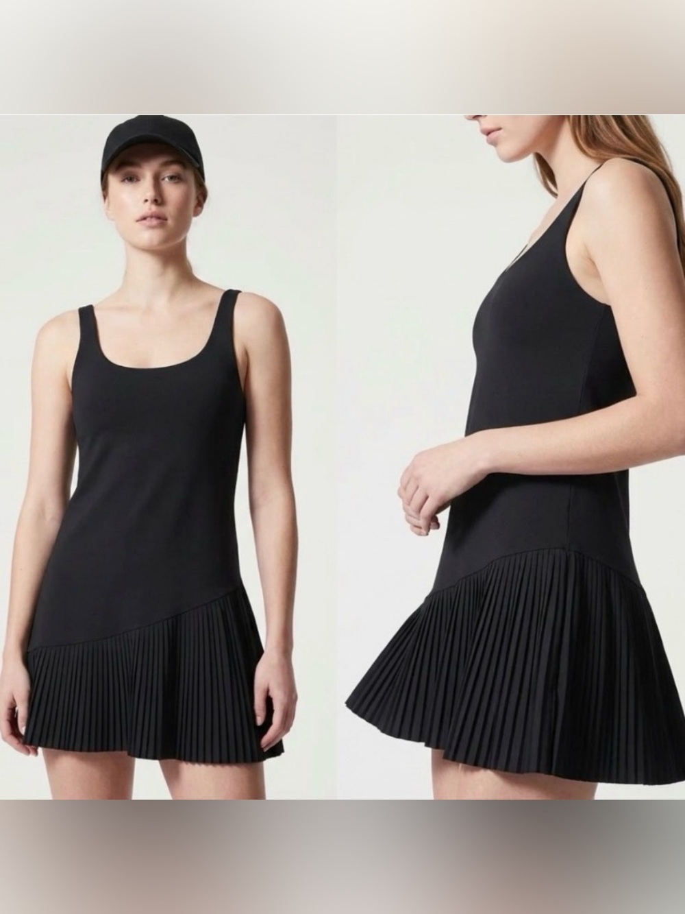Spanx Yes Pleats Dress Tank Dress Built-In Shorts size  L Black